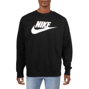 Nike Mens   Black Fleece Logo Pullover Sweatshirt Loungewear NWT